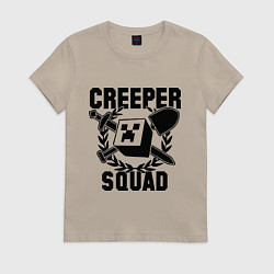 Футболка хлопковая женская Creeper Squad, цвет: миндальный
