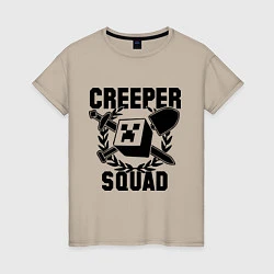Футболка хлопковая женская Creeper Squad, цвет: миндальный