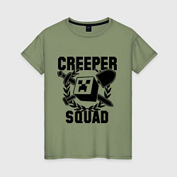 Футболка хлопковая женская Creeper Squad, цвет: авокадо