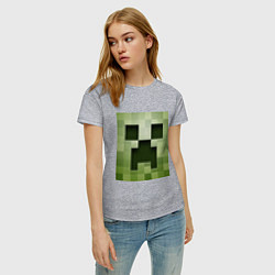 Футболка хлопковая женская Мinecraft creeper, цвет: меланж — фото 2