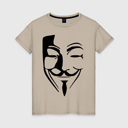Футболка хлопковая женская Vendetta Mask, цвет: миндальный