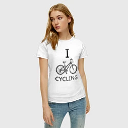 Футболка хлопковая женская I love cycling, цвет: белый — фото 2