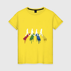 Футболка хлопковая женская Beatles Color, цвет: желтый