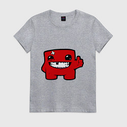 Футболка хлопковая женская Super Meat Boy, цвет: меланж