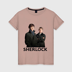 Футболка хлопковая женская Sherlock, цвет: пыльно-розовый