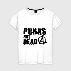 Футболка хлопковая женская Punks not dead, цвет: белый