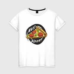 Футболка хлопковая женская Hot Pizza, цвет: белый