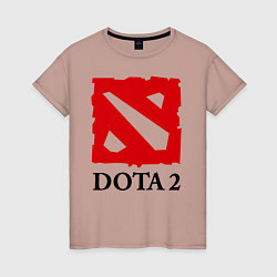 Футболка хлопковая женская Dota 2: Logo, цвет: пыльно-розовый