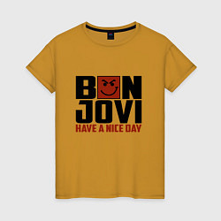 Футболка хлопковая женская Bon Jovi: Nice day, цвет: горчичный