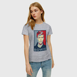 Футболка хлопковая женская Bowie Poster, цвет: меланж — фото 2