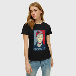 Футболка хлопковая женская Bowie Poster, цвет: черный — фото 2