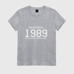 Футболка хлопковая женская Год выпуска 1989, цвет: меланж