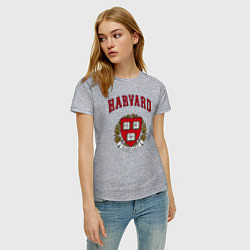 Футболка хлопковая женская Harvard university, цвет: меланж — фото 2