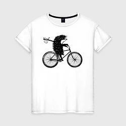 Женская футболка Ежик на велосипеде