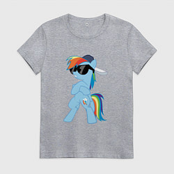 Футболка хлопковая женская Крутая пони, цвет: меланж