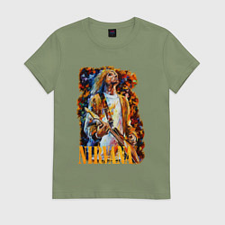 Футболка хлопковая женская Cobain Art, цвет: авокадо