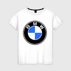 Футболка хлопковая женская Logo BMW, цвет: белый