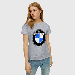 Футболка хлопковая женская Logo BMW, цвет: меланж — фото 2