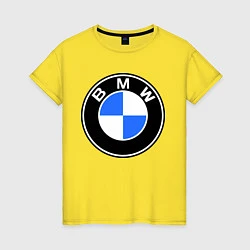 Футболка хлопковая женская Logo BMW, цвет: желтый