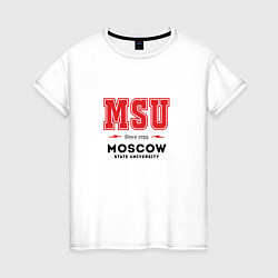Футболка хлопковая женская MSU Moscow, цвет: белый