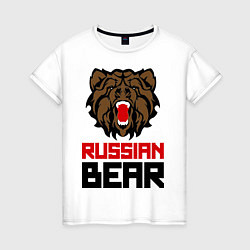 Футболка хлопковая женская Russian Bear, цвет: белый