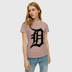 Футболка хлопковая женская Detroit Tigers, цвет: пыльно-розовый — фото 2