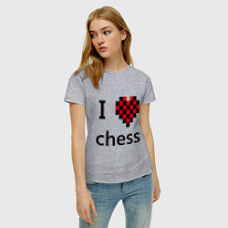 Футболка хлопковая женская I love chess, цвет: меланж — фото 2