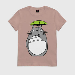 Футболка хлопковая женская Totoro с зонтом, цвет: пыльно-розовый