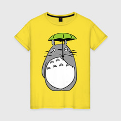 Футболка хлопковая женская Totoro с зонтом, цвет: желтый