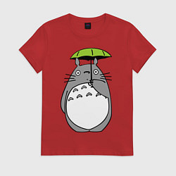 Футболка хлопковая женская Totoro с зонтом, цвет: красный