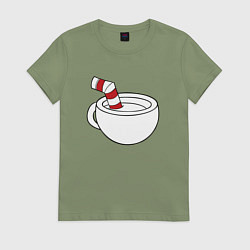 Футболка хлопковая женская Red Cuphead, цвет: авокадо