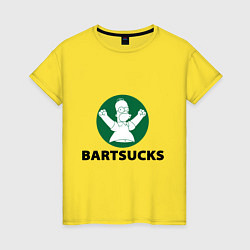 Футболка хлопковая женская Bartsucks, цвет: желтый