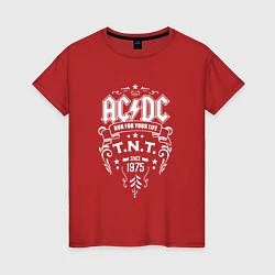 Футболка хлопковая женская AC/DC: Run For Your Life, цвет: красный
