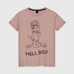 Футболка хлопковая женская Bart: Hell Boy, цвет: пыльно-розовый