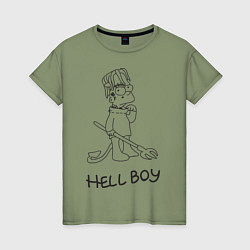 Футболка хлопковая женская Bart: Hell Boy, цвет: авокадо