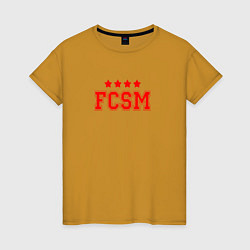 Футболка хлопковая женская FCSM Club, цвет: горчичный