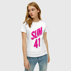 Футболка хлопковая женская Sum 41: Pink style, цвет: белый — фото 2
