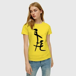 Футболка хлопковая женская Иероглиф: минет, цвет: желтый — фото 2