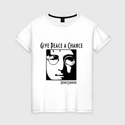 Футболка хлопковая женская Give Peace a Chance, цвет: белый