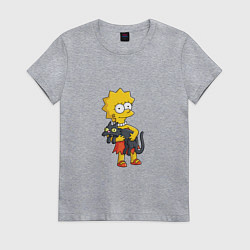 Женская футболка Лиза Симпсон и кот