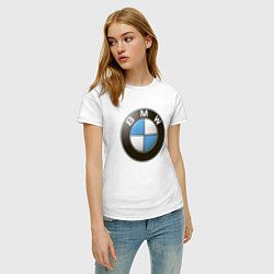 Футболка хлопковая женская BMW, цвет: белый — фото 2
