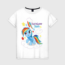 Футболка хлопковая женская Rainbow Dash, цвет: белый