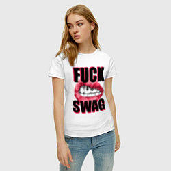 Футболка хлопковая женская Fucking SWAG, цвет: белый — фото 2