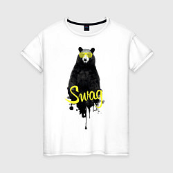 Футболка хлопковая женская SWAG Bear, цвет: белый