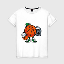 Футболка хлопковая женская Hip Hop Basketball, цвет: белый