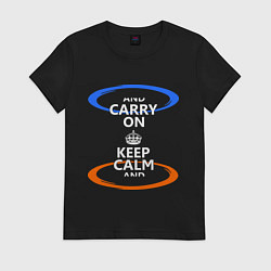 Футболка хлопковая женская Keep Calm & Portal, цвет: черный