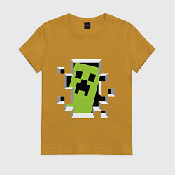 Футболка хлопковая женская Crash Minecraft, цвет: горчичный