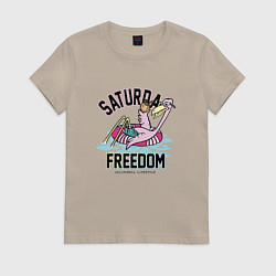Футболка хлопковая женская Saturday Freedom, цвет: миндальный