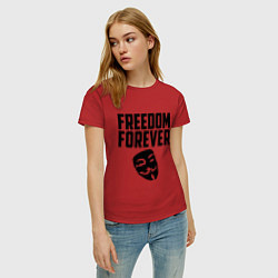 Футболка хлопковая женская Freedom forever, цвет: красный — фото 2