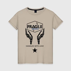 Футболка хлопковая женская Fragile Express, цвет: миндальный